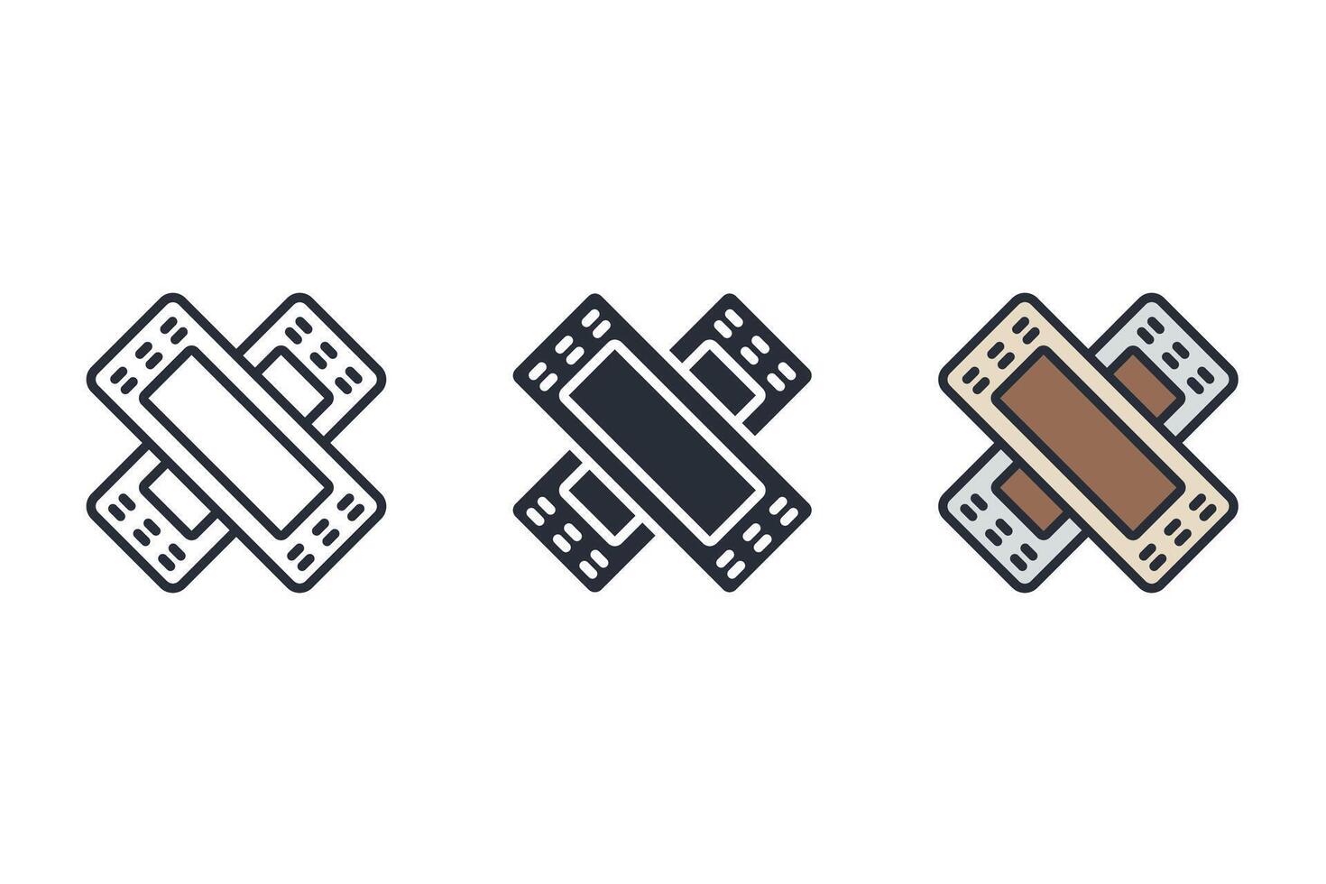 band aid Thin set color icons vector