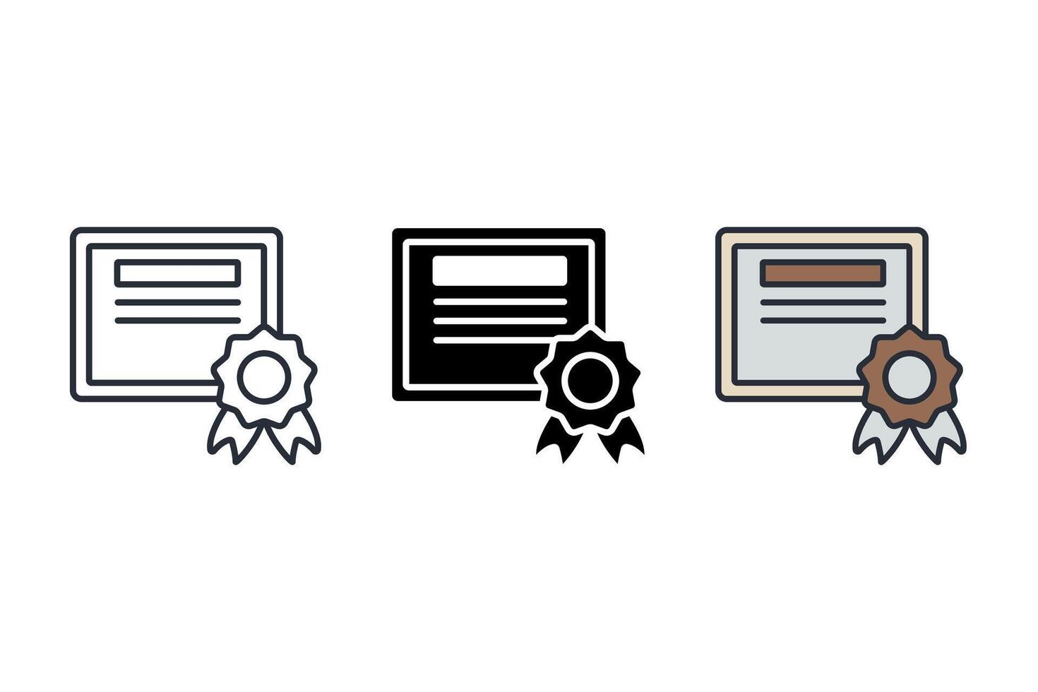 certificate Thin set color icons vector