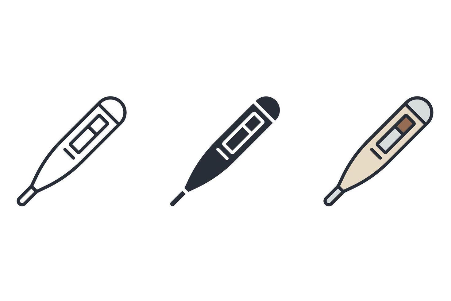 thermometer Thin set color icons vector
