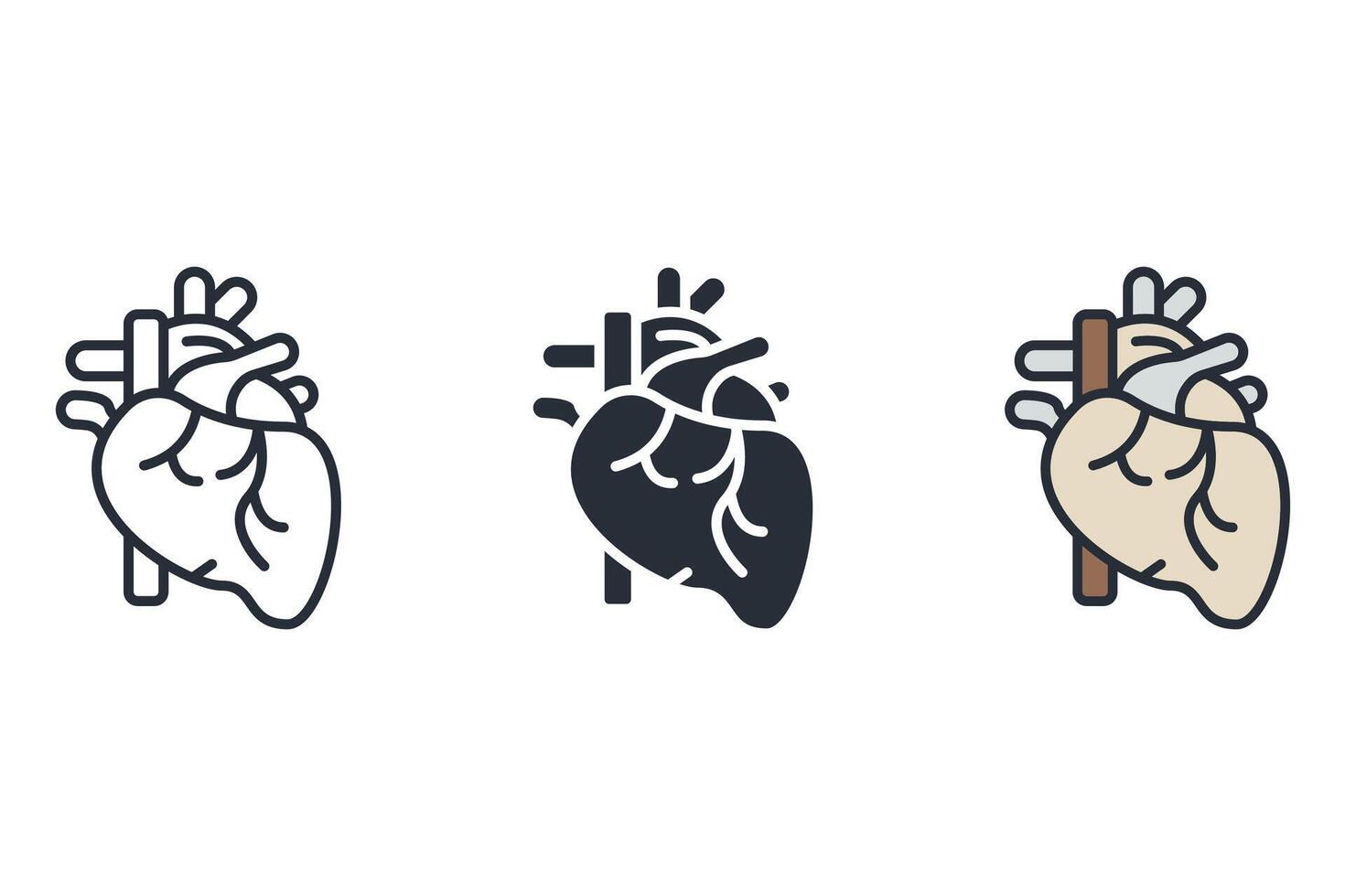 heart Thin set color icons vector