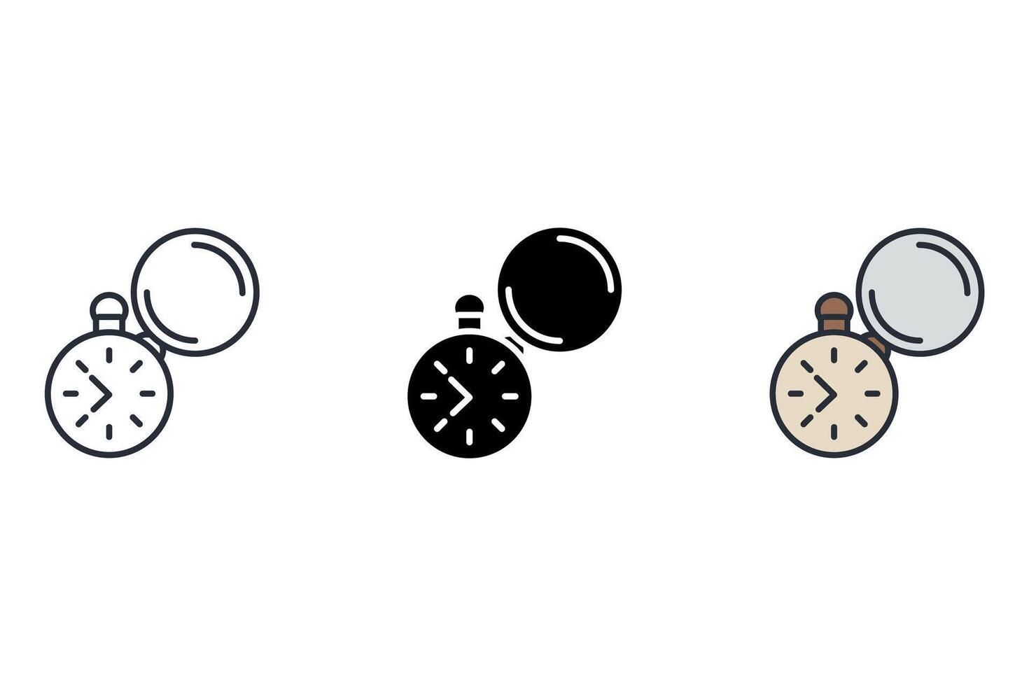 pocket wacth Thin set color icons vector