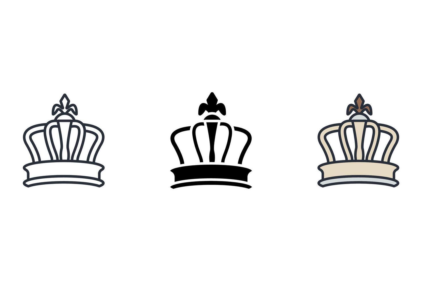 tiara Thin set color icons vector