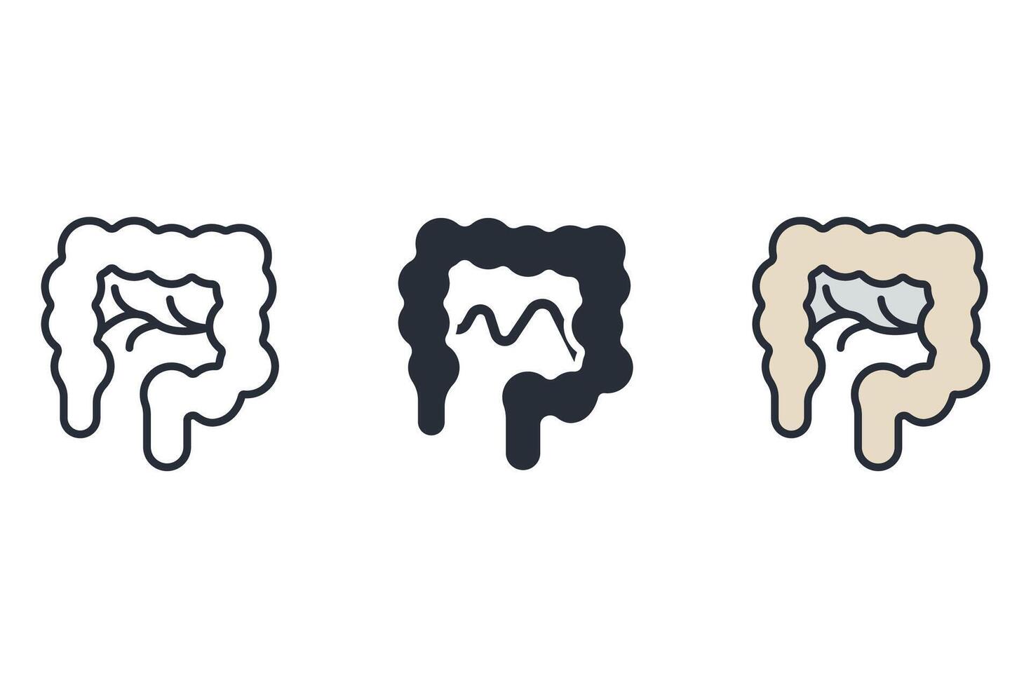 intestine Thin set color icons vector