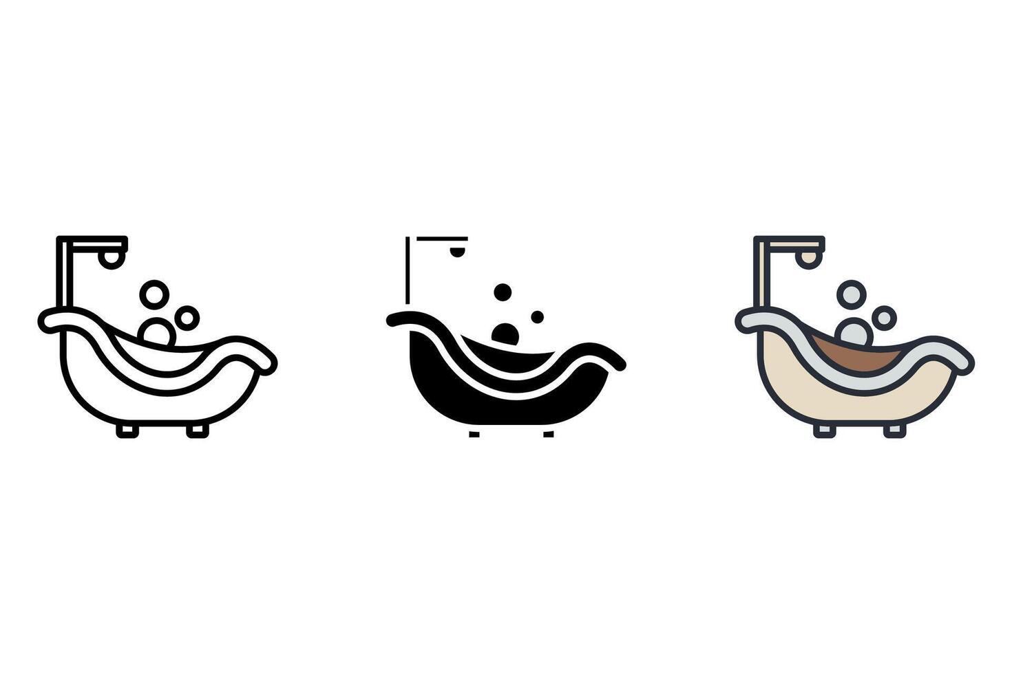 bathtub Thin set color icons vector