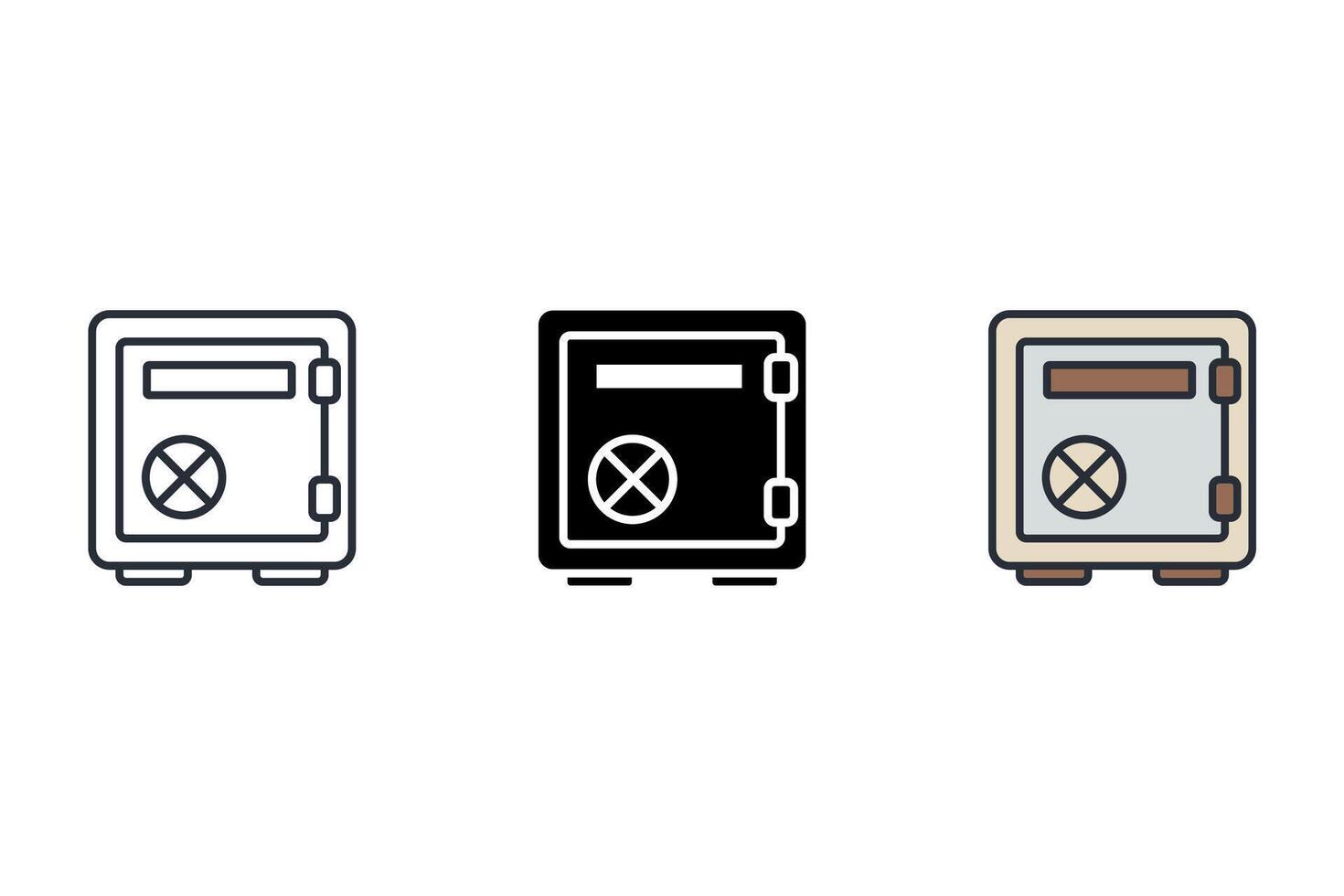 safe vault Thin set color icons vector