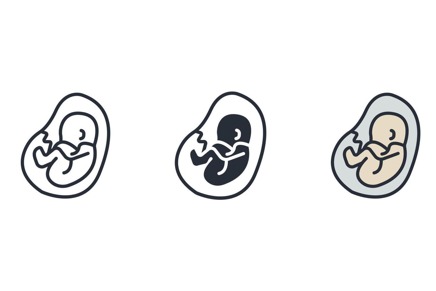 embryo Thin set color icons vector