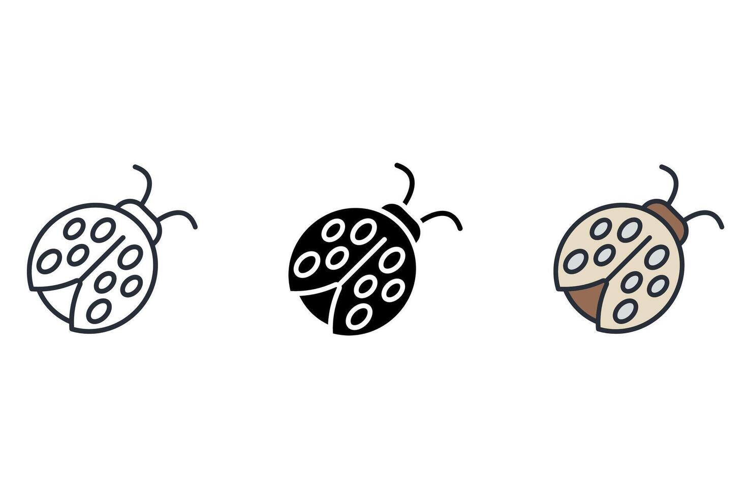 ladybug Thin set color icons vector