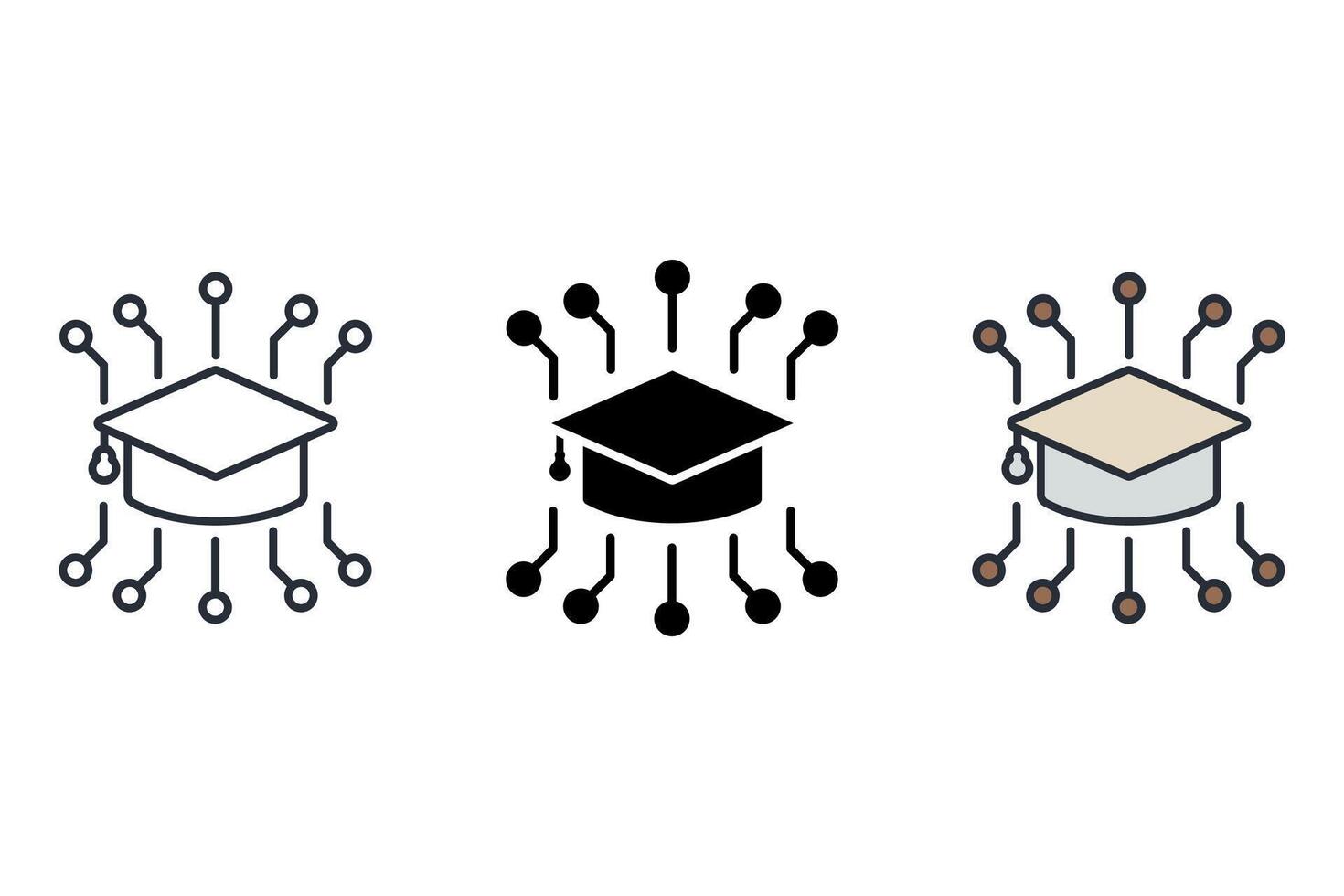 distributed learning Thin set color icons vector