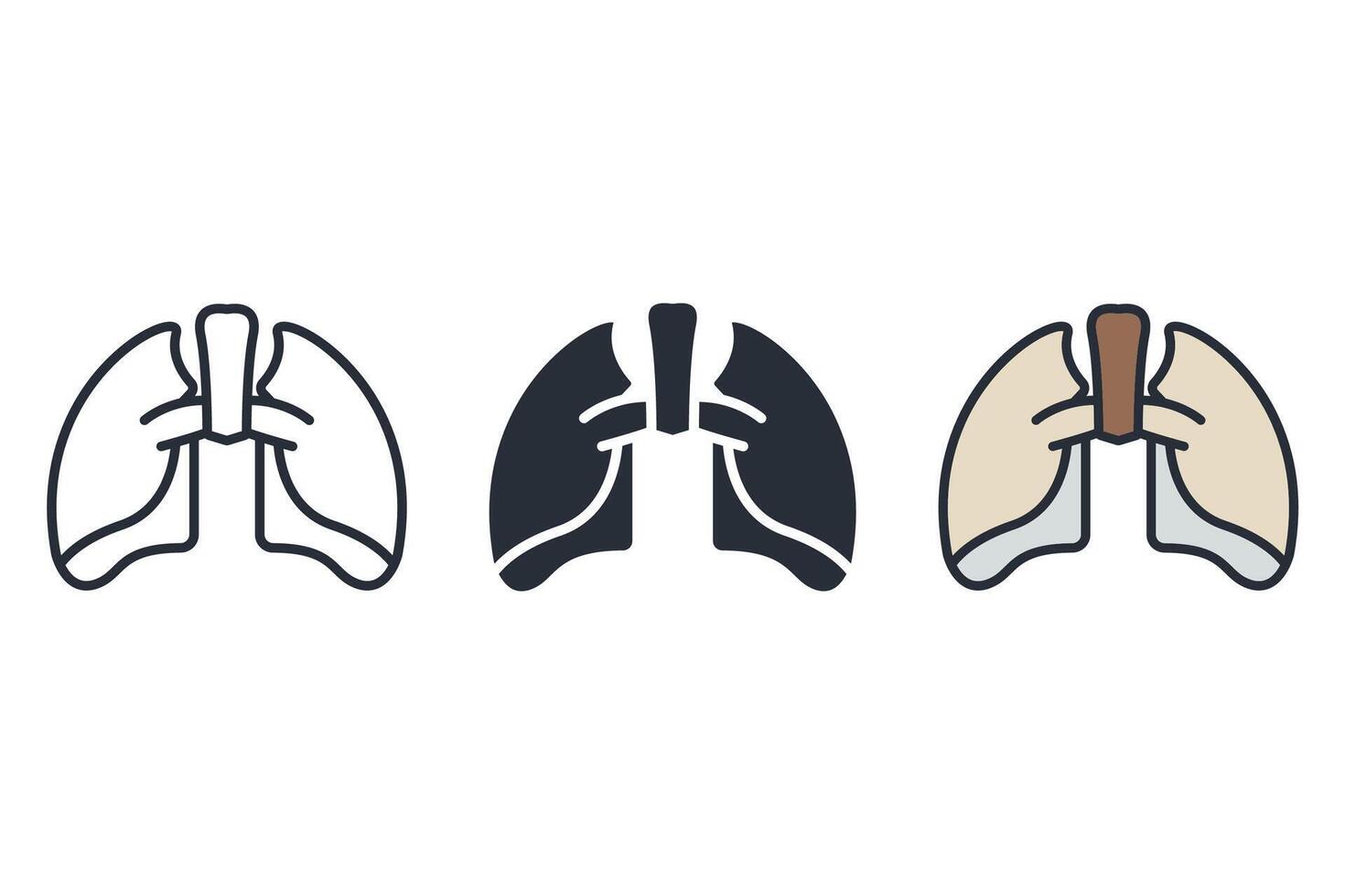 lung Thin set color icons vector