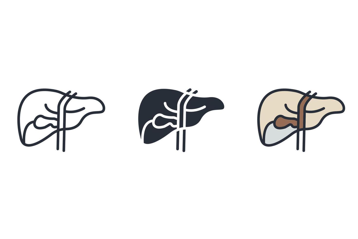 liver Thin set color icons vector