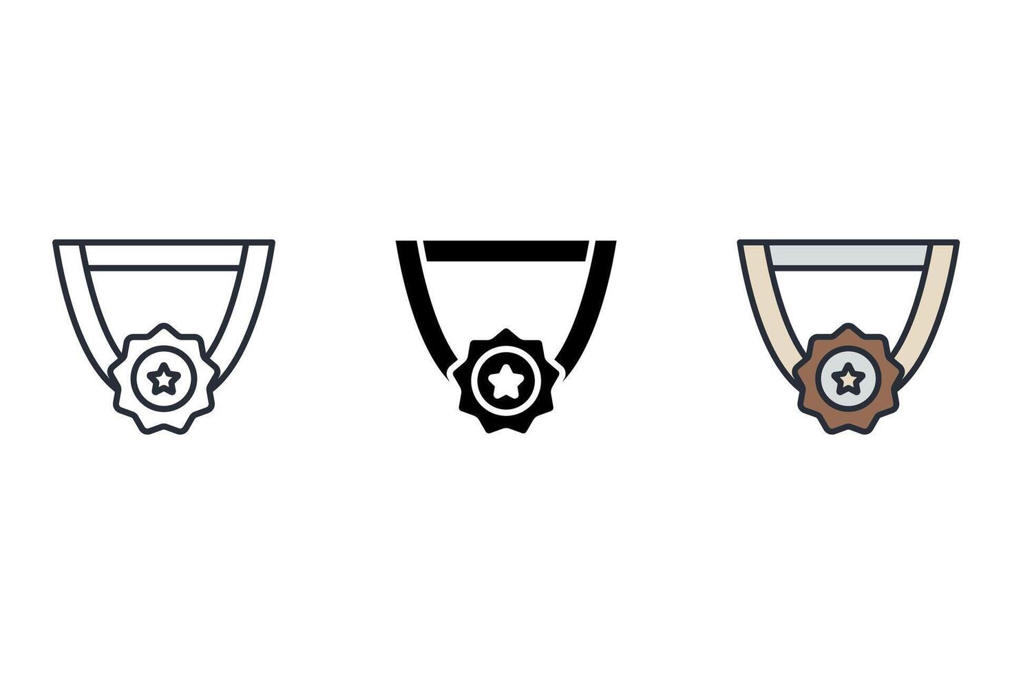 medal Thin set color icons vector