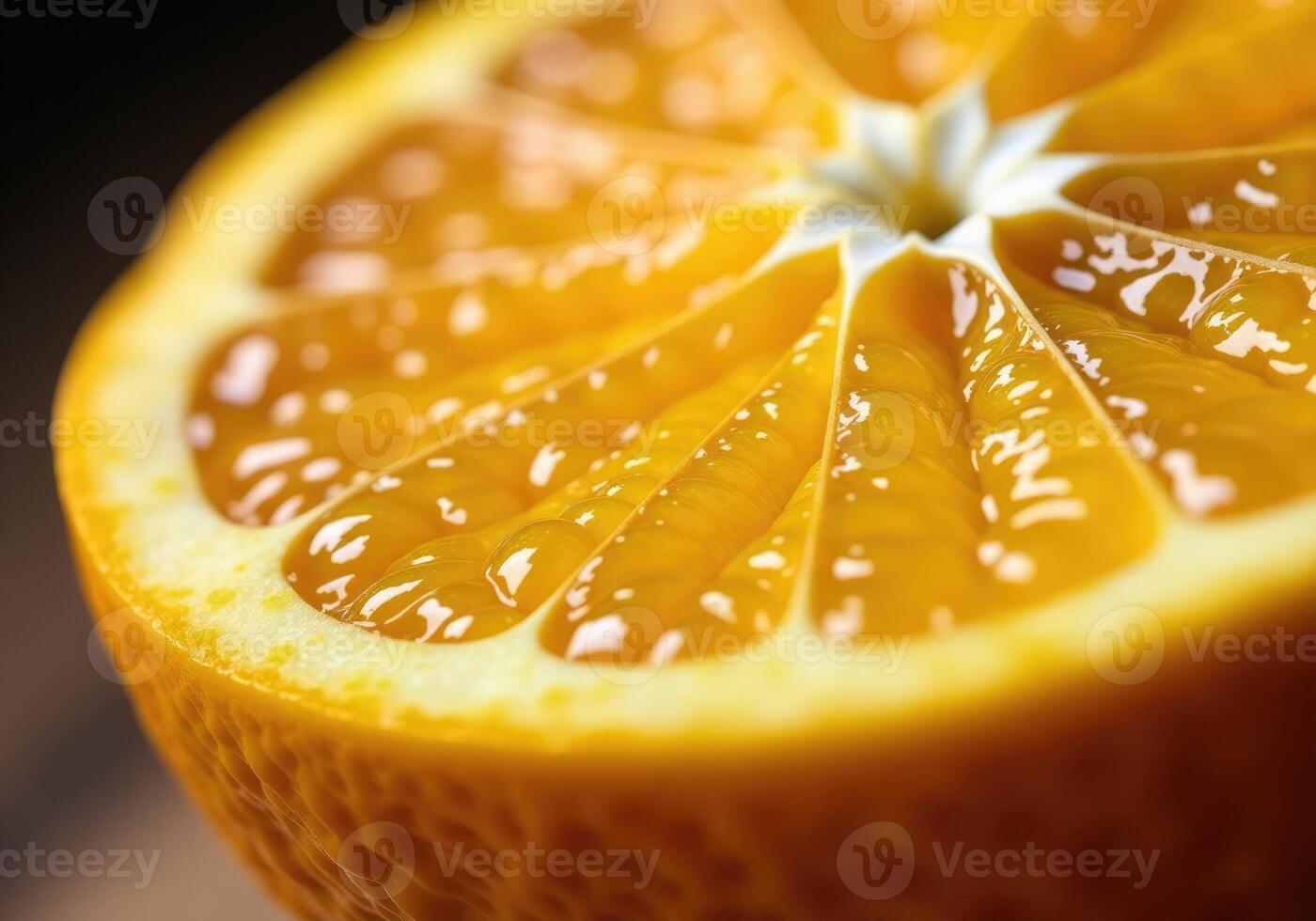 Juicy orange slice showing its texture and freshness photo