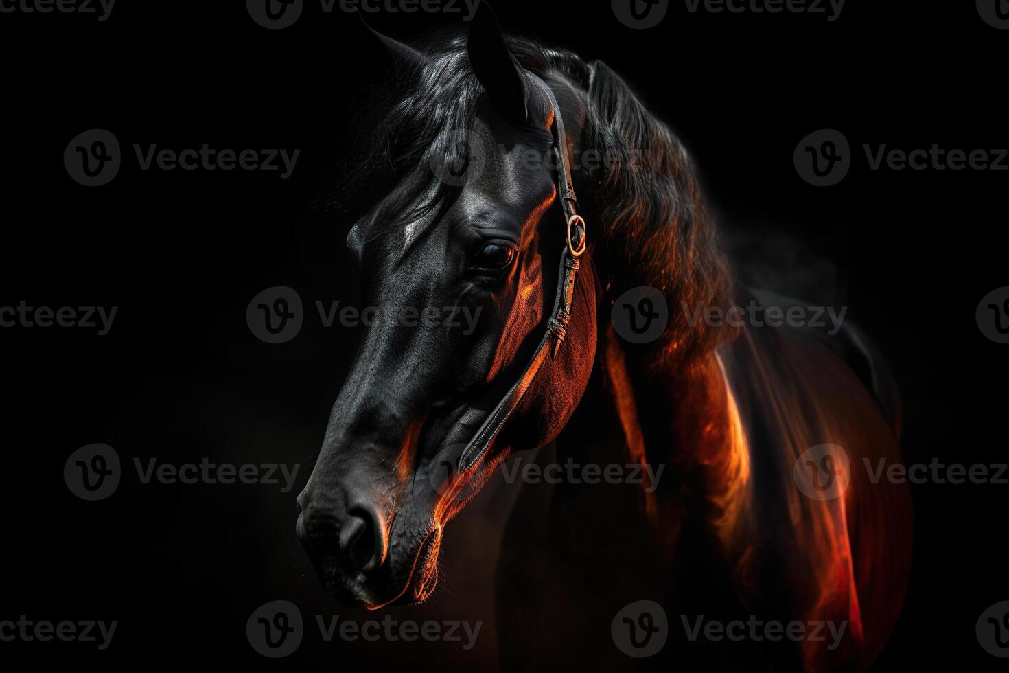 Image of black figure of a horse made with photo