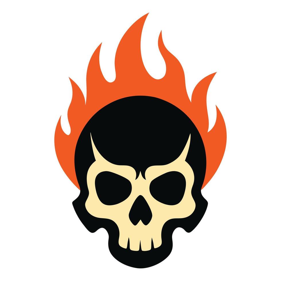 skull with fire on white background vector