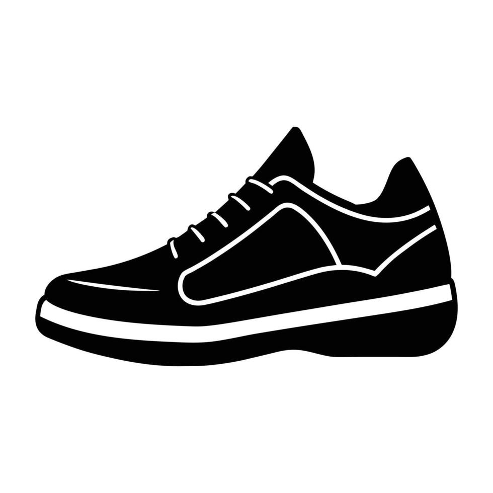 black sneakers icon on white background. vector