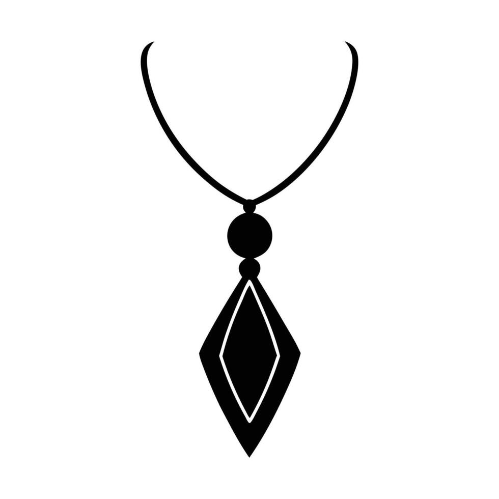 a black and white necklace with a diamond shape vector