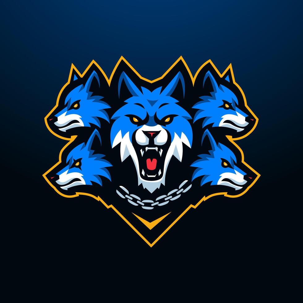 Five wolves logo vector