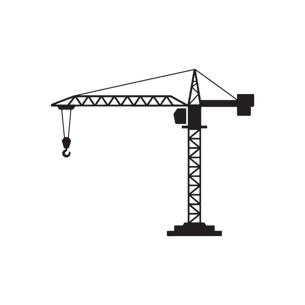 Silhouette of a Tower Crane Against a White Background Construction Heavy Machinery Symbolizing Development Infrastructure and Modern Engineering vector