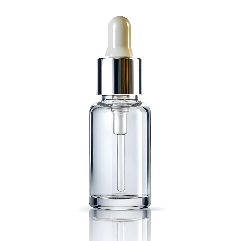 Glass Dropper Bottle Photo on White Background