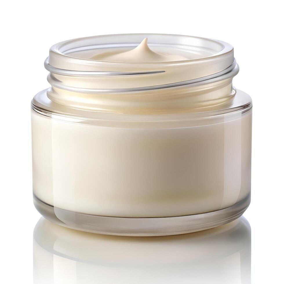 Empty Cream Jar Photo on White Background