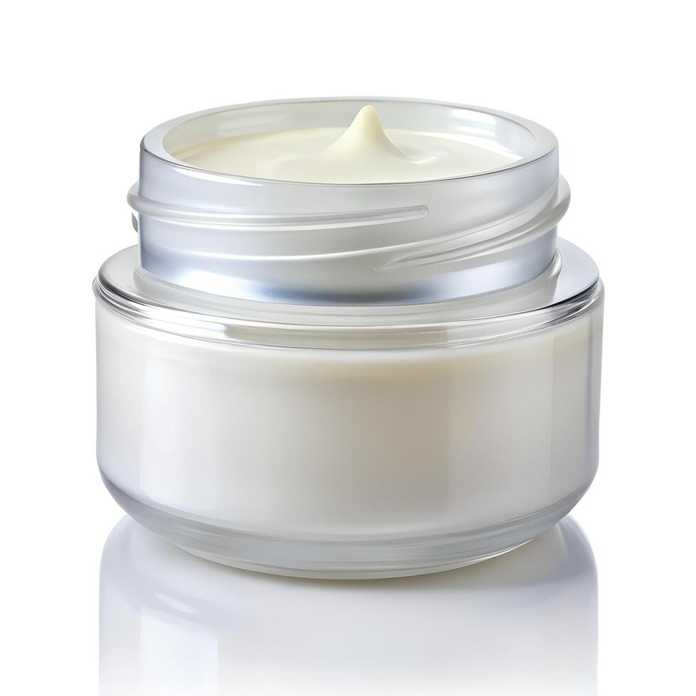 Empty Whitening Cream Jar Photo on White Background