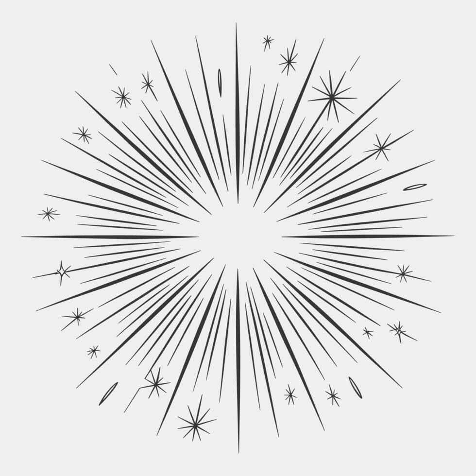 A black and white fireworks explosion Illustration vector