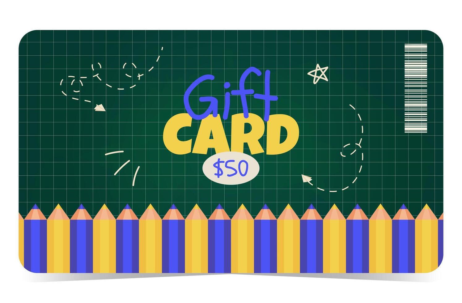 Colorful gift card with $50 value vector