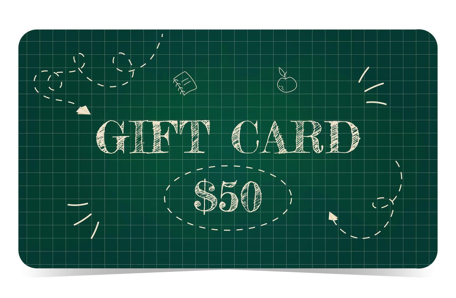 Chalkboard style gift card for $50 vector