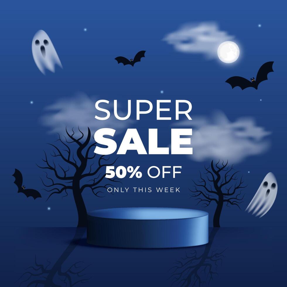Halloween sale with 50% discount vector