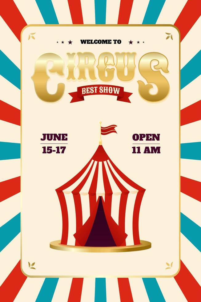 Circus show tent on colorful background vector