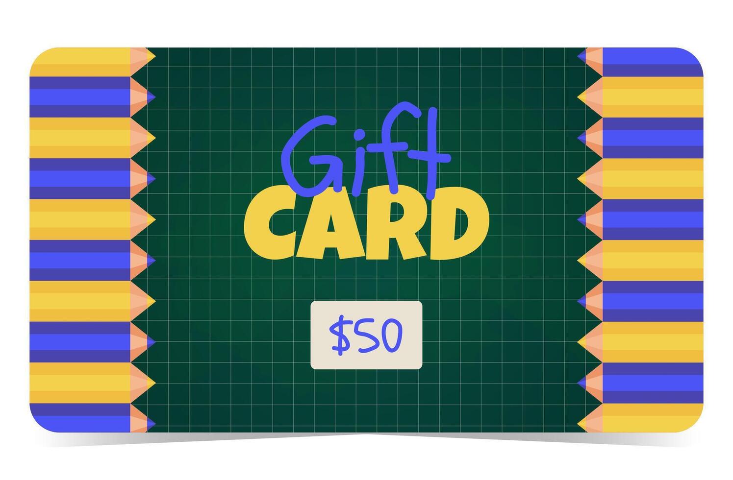 Colorful $50 gift card with pencils vector