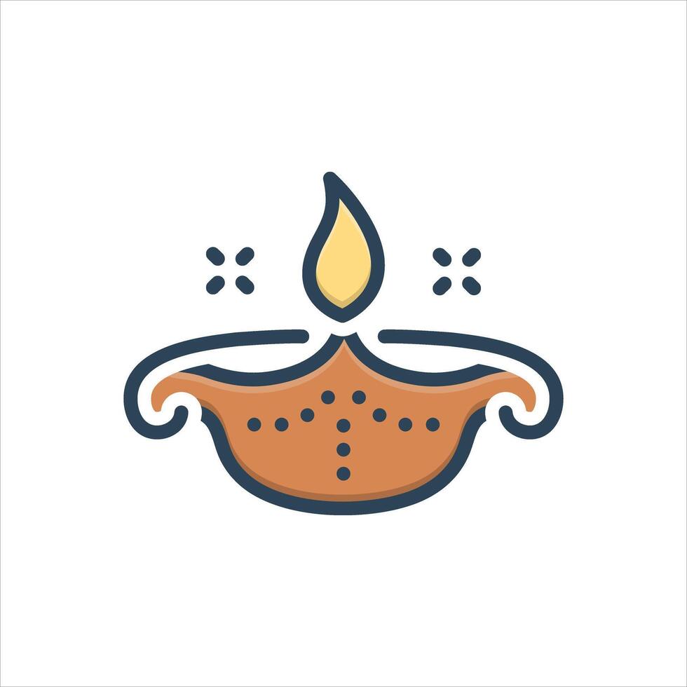 color diya icon vector