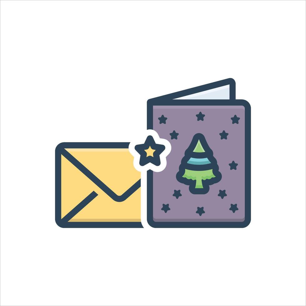 Color icon christmas-greeting vector