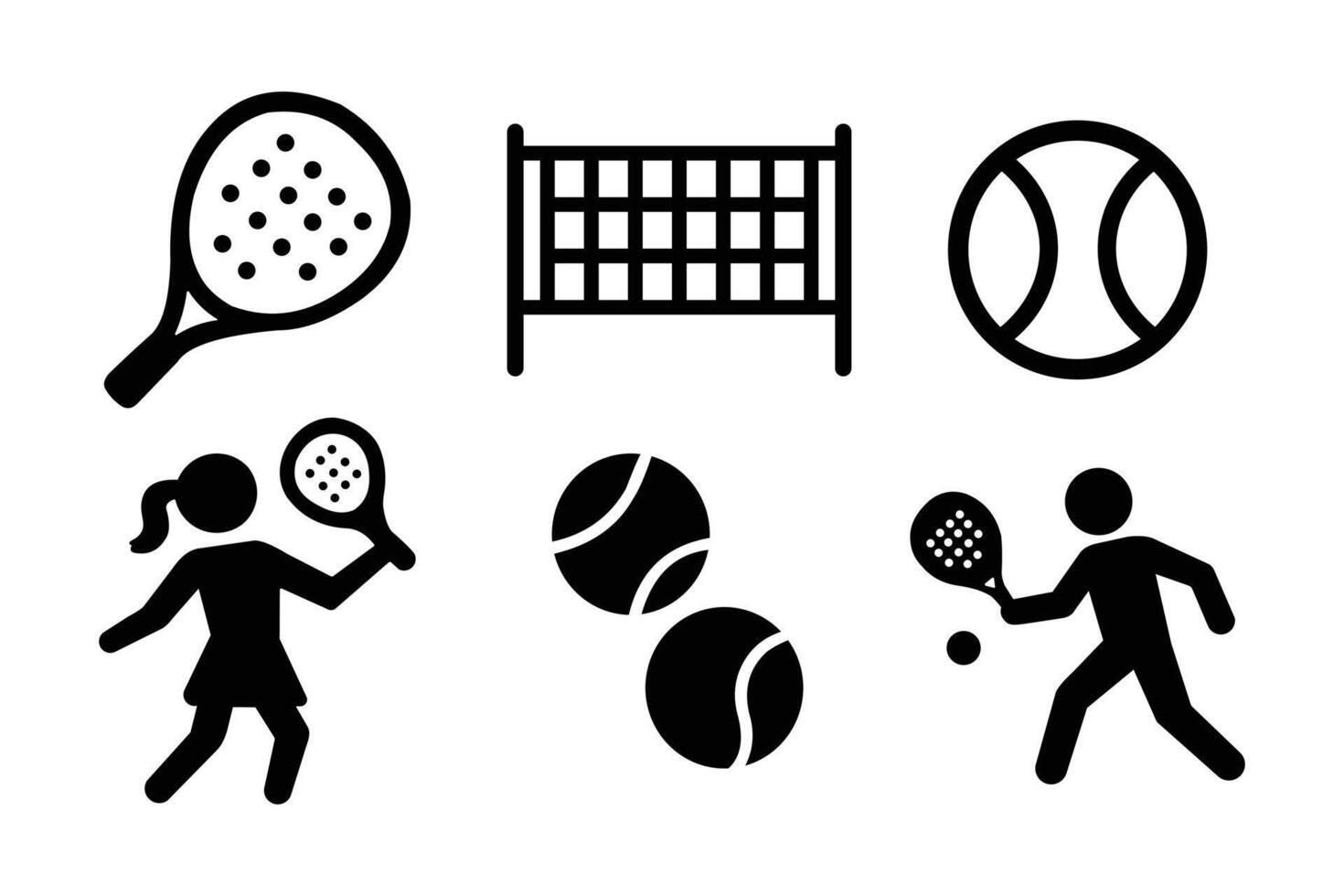 padel sport icons set bundle vector