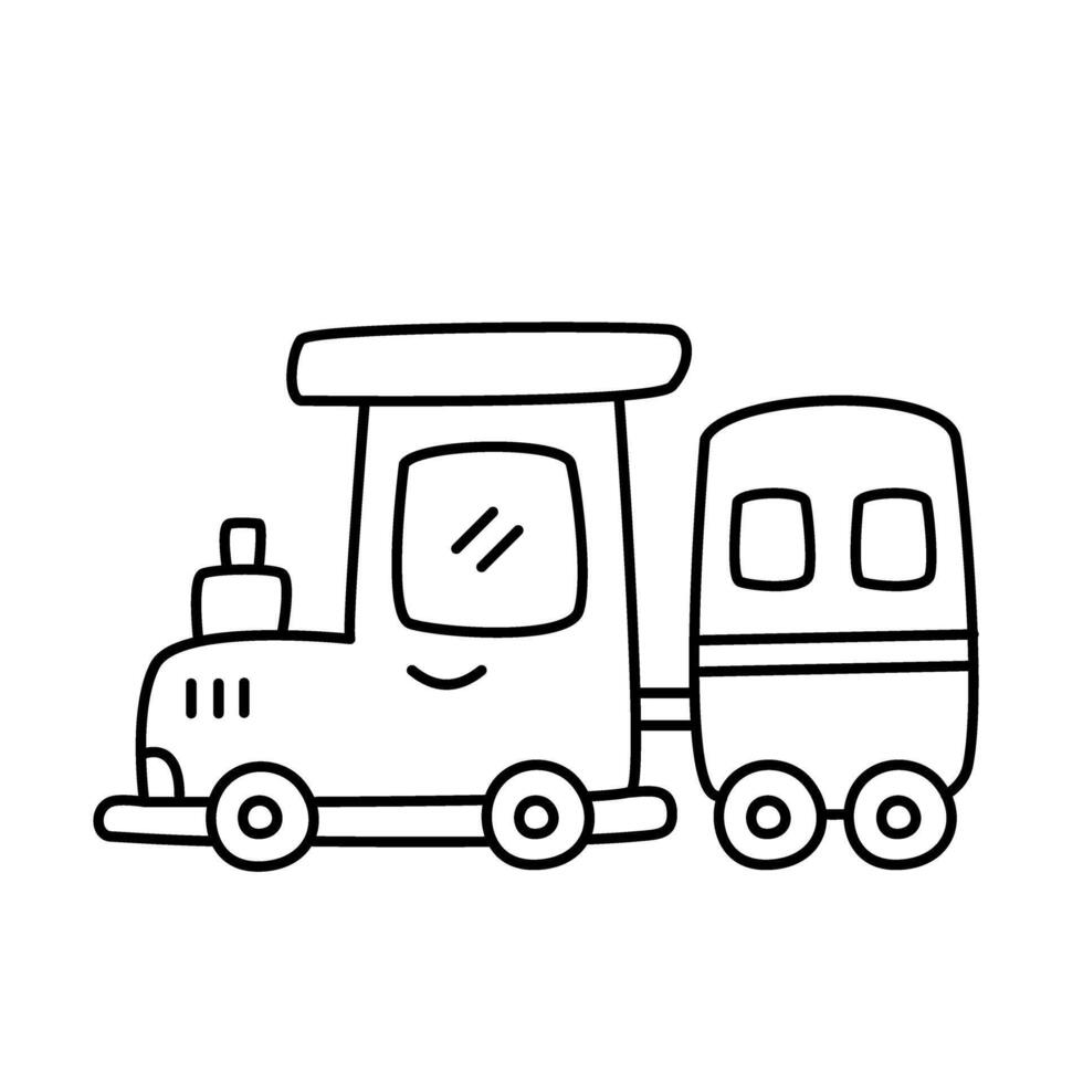 A train is drawn in a line on a white background vector