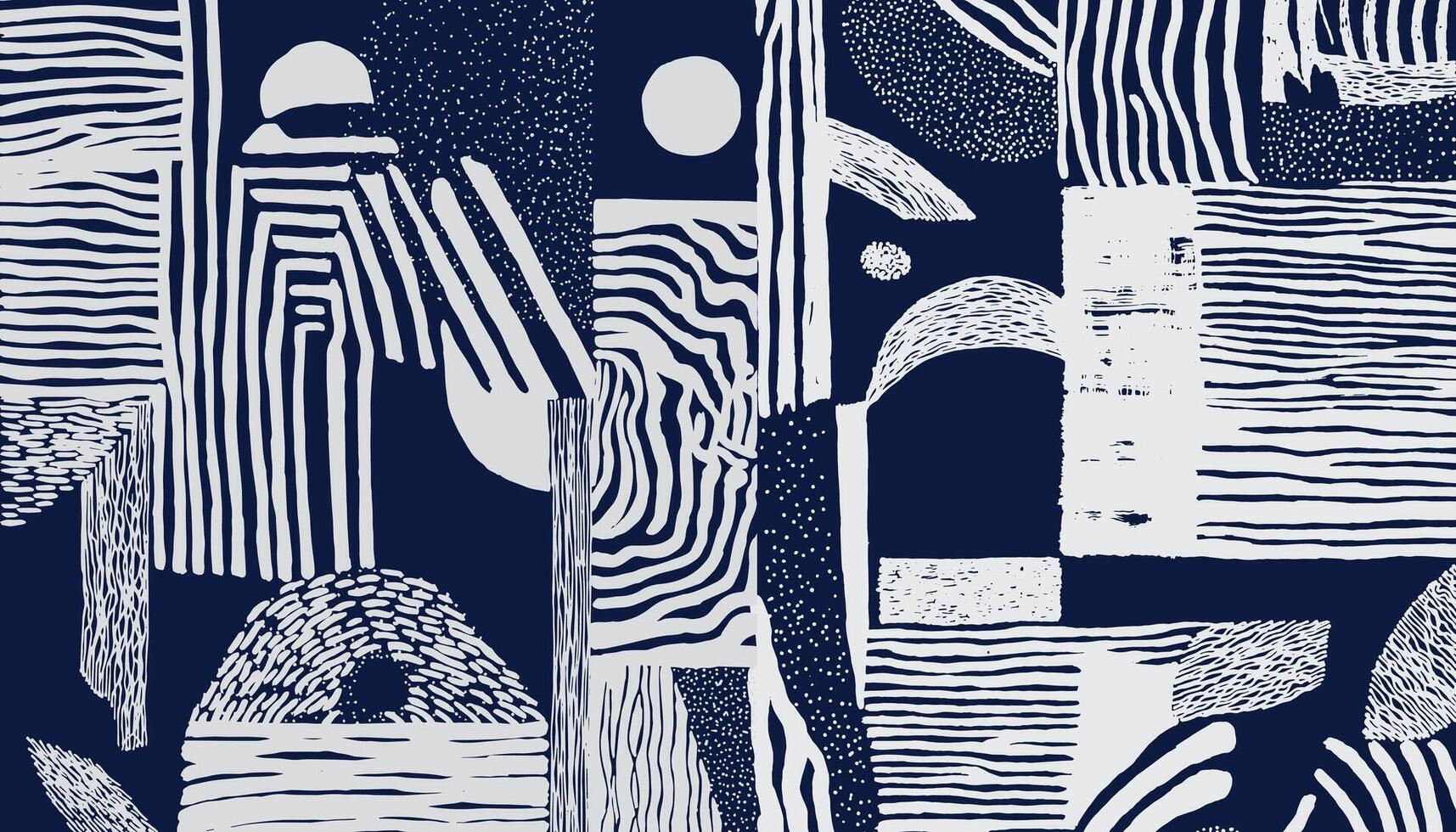 Abstract pattern rich with hand drawn lines, dots, and textures. The interplay of organic forms and structured strokes evokes a bold, modern, and expressive visual language vector