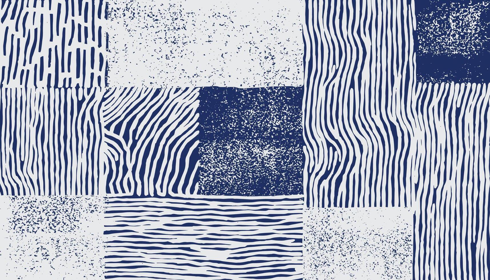 A modern patchwork of organic linework and tactile textures, inspired by wood grains, waves, and hand drawn motion. The nature rhythm through abstract simplicity for textile, carpet, decoration vector