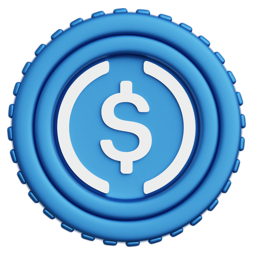 USDC Coin Crypto 3d Illustration png