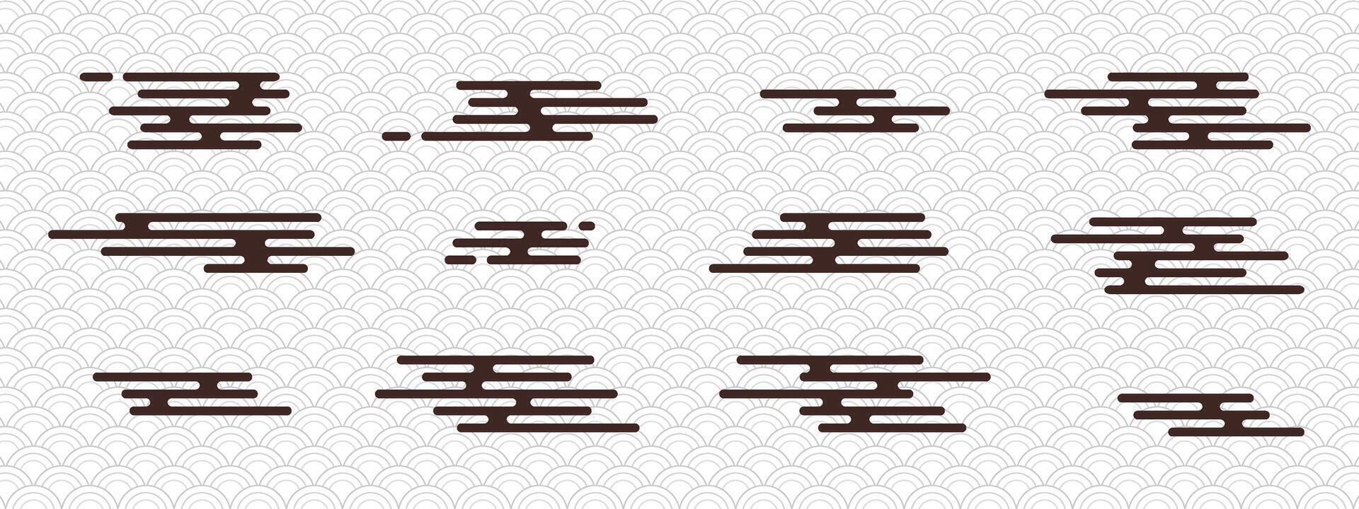 cloud elements in Japanese and Chinese styles. Used for Asian backgrounds, abstract motifs, and simple flat decorations. Perfect for paper art or contemporary culture graphics. vector