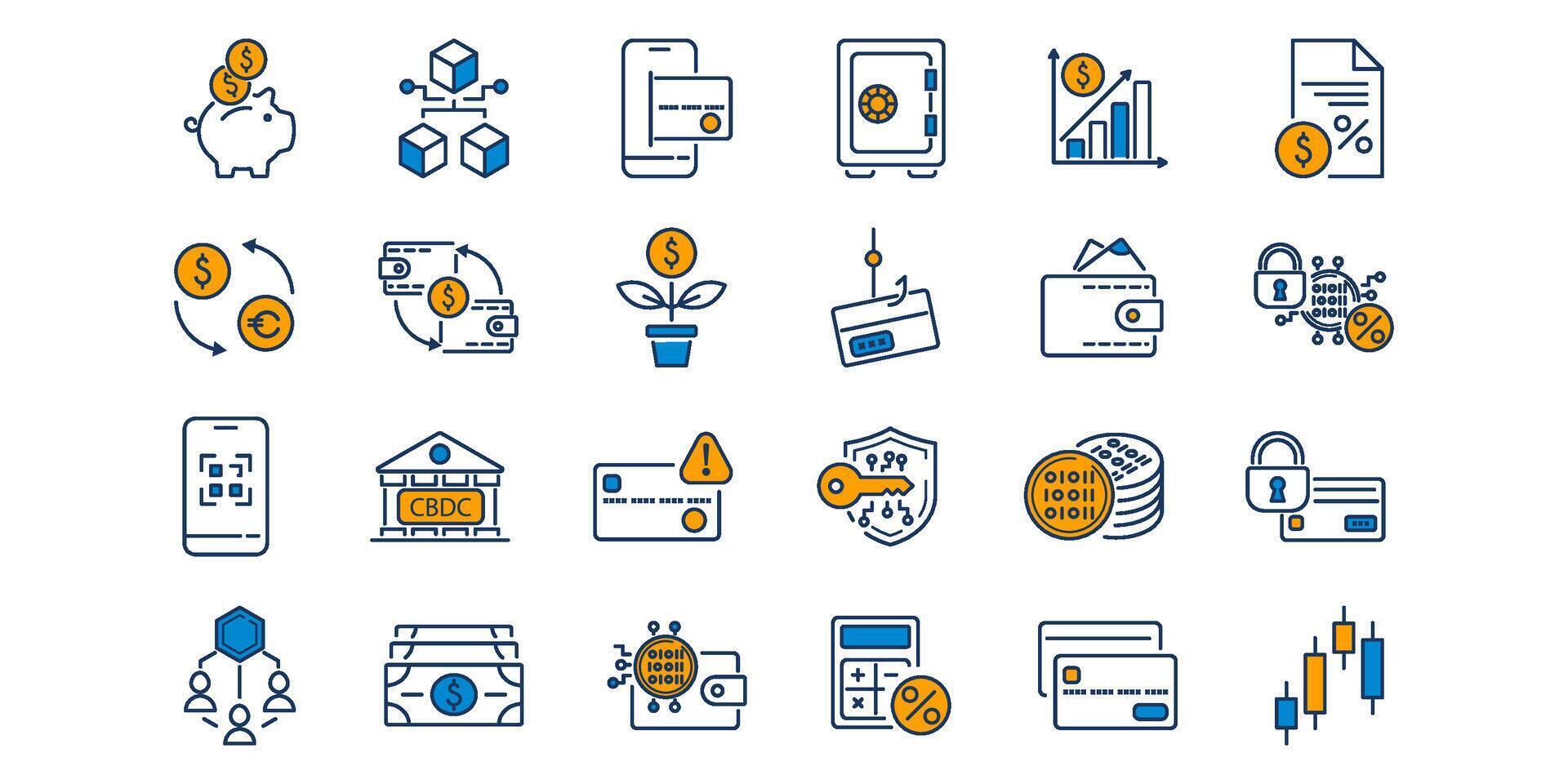 Finance icons representing digital banking concepts vector