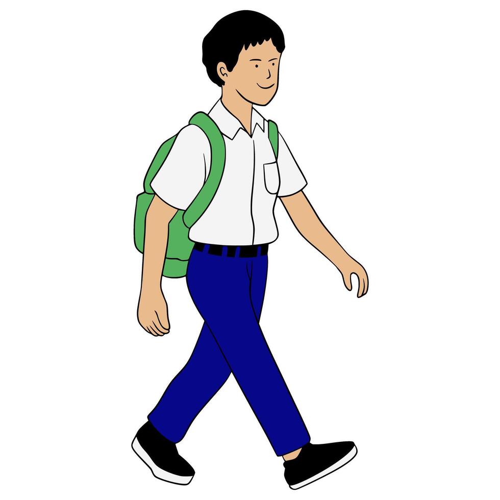 High school student Illustration. Walking to school vector