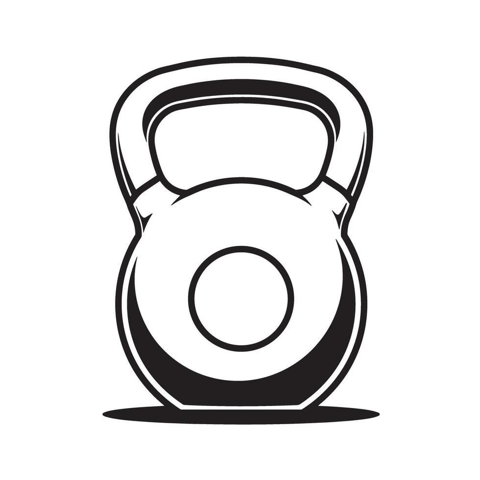 Illustrated black and white kettlebell depicting fitness and exercise equipment for workouts vector