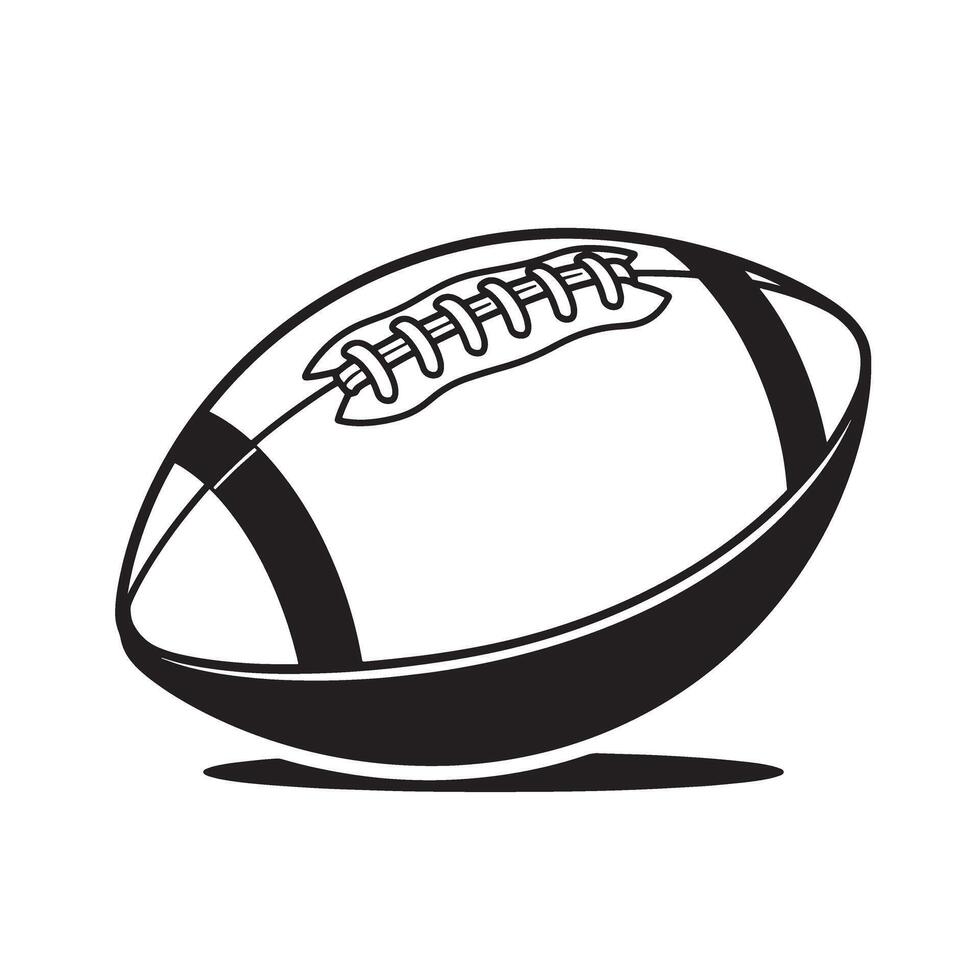 Simple black and white illustration of an american football for sports related design vector