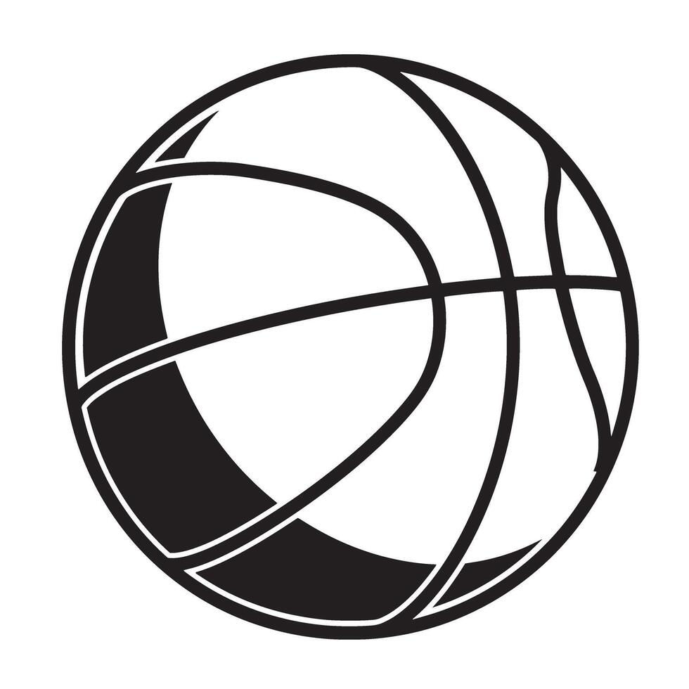 Simple basketball illustration with black lines on a white background for sports design vector