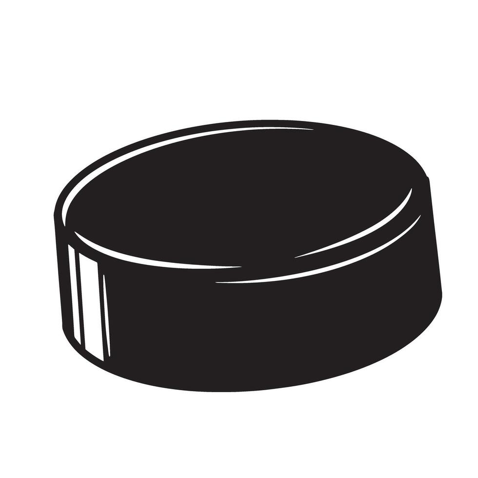 Simple black and white illustration of an ice hockey puck isolated on white vector