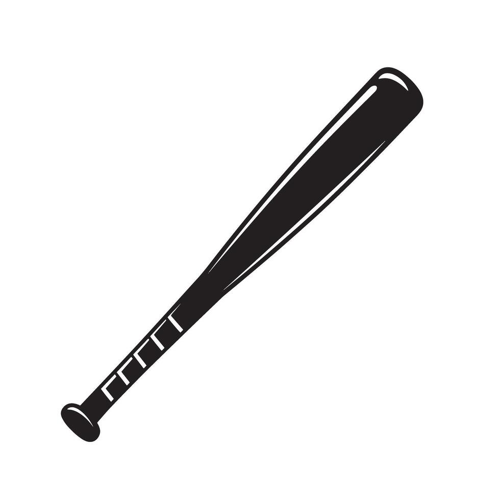 illustration of a classic black baseball bat in a simple flat design style vector
