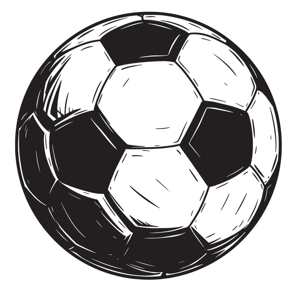 illustration of a soccer ball in black and white outlined style vector