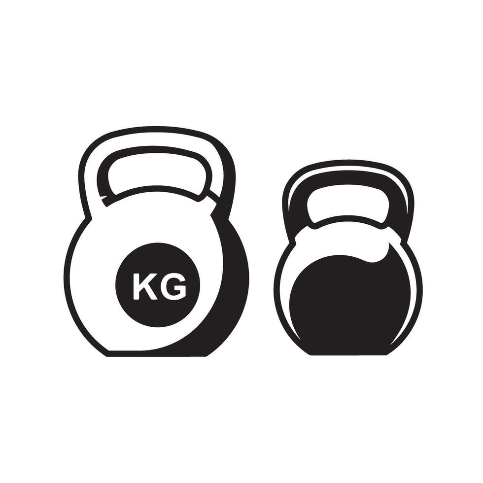 Black and white illustration of two kettlebells for fitness training and exercise vector