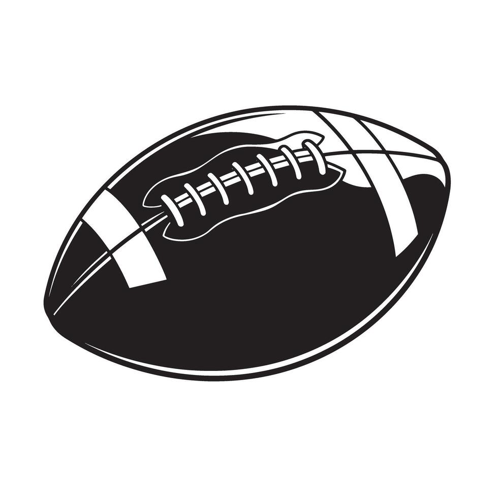 Black and white illustration of an american football design for sports and games vector