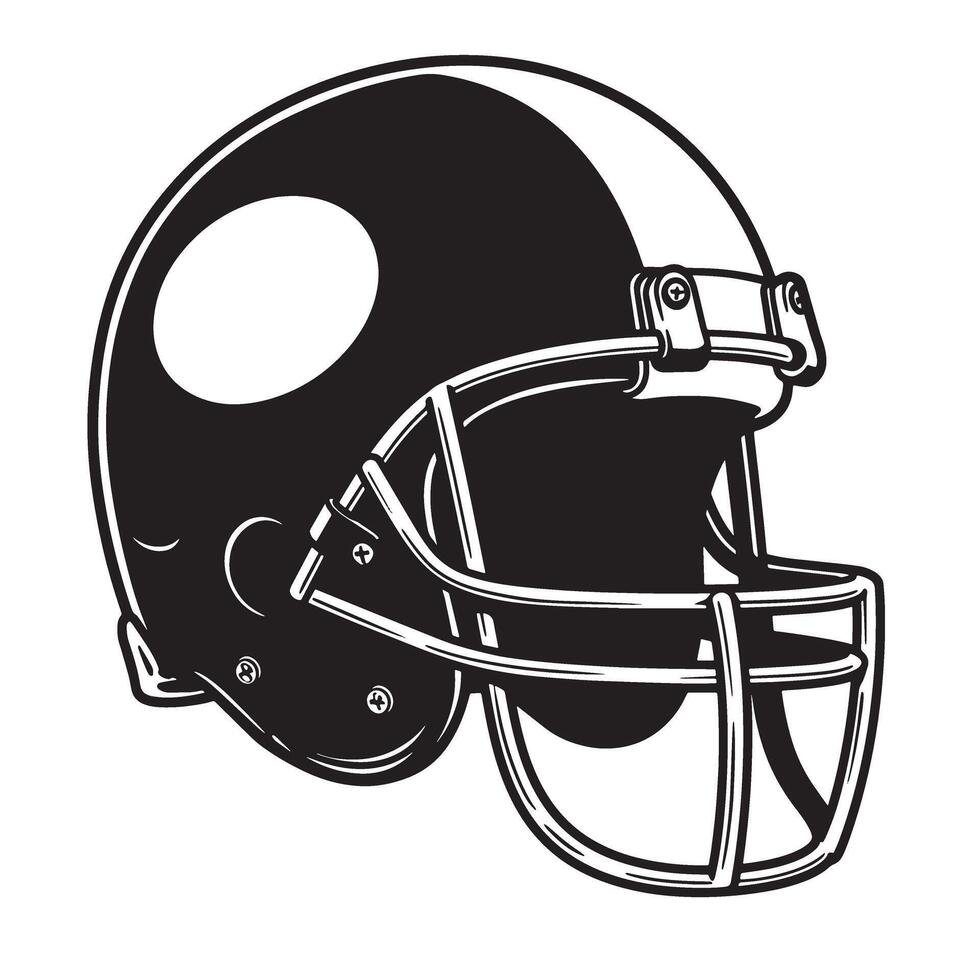 Classic american football helmet in black and white isolated on a clean white background vector